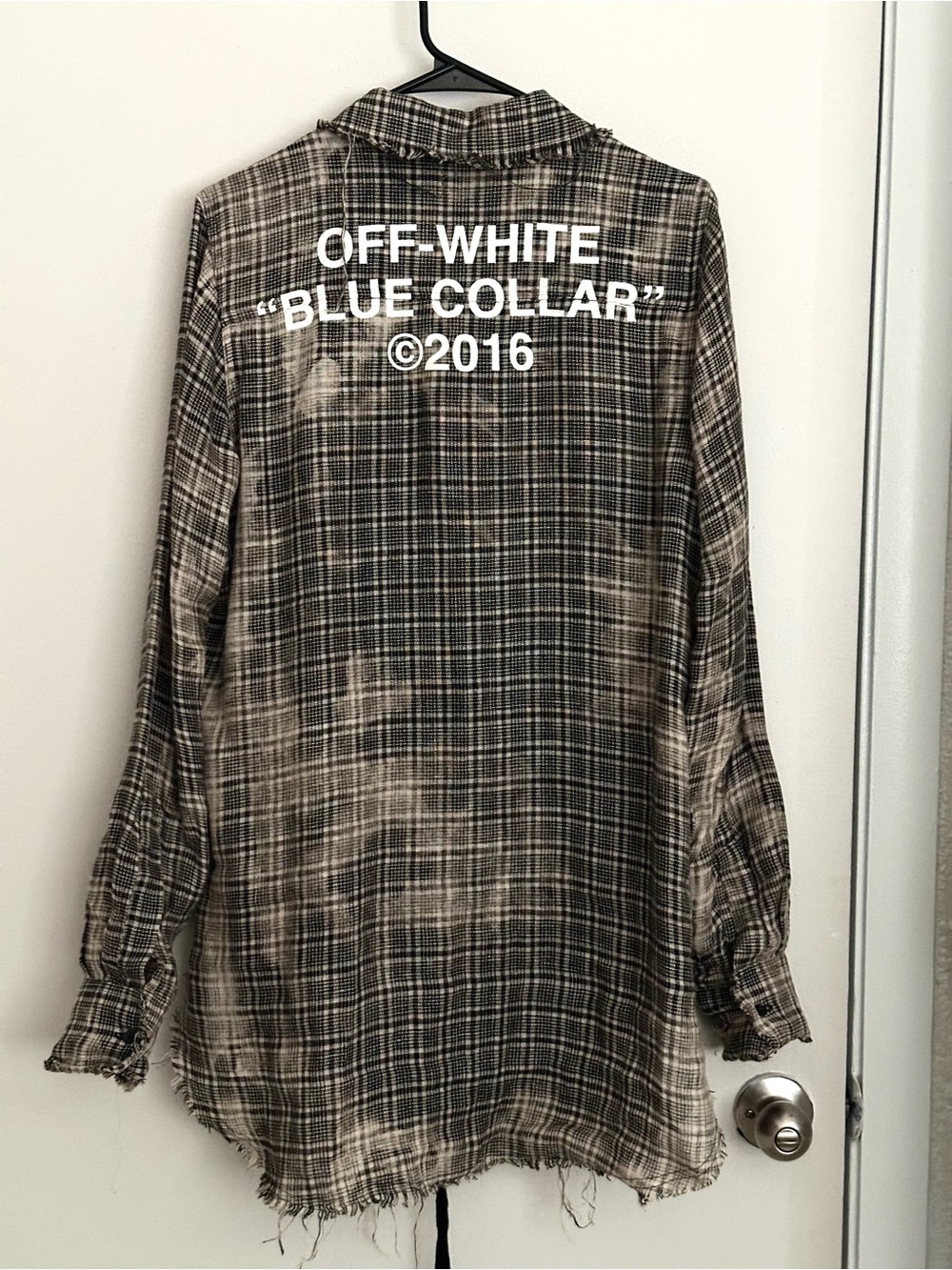 Off-White ss16 Plaid Distressed Button-Down Shirt Jacket - Brown/Black